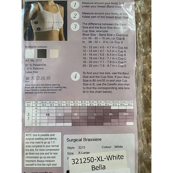 Carefix Bella Seamless Post Op Surgery Compression Bra White Size XL - Picture 4 of 10